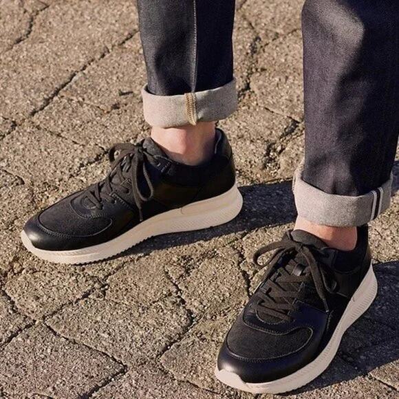 O By Everlane The Trainer Black Leather Suede Sneaker F10/M8 Unisex Athleisure - Picture 2 of 9